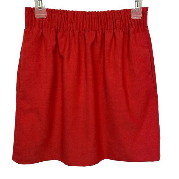 2/$15 J. Crew Wool Blend Sidewalk Skirt Red Pull On Pockets Elastic Waist Size 2 - Picture 3 of 6